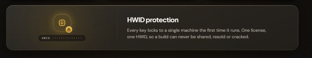 HWID protection feature card
