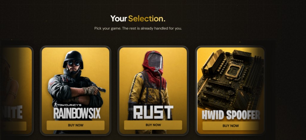 Game selection shop cards
